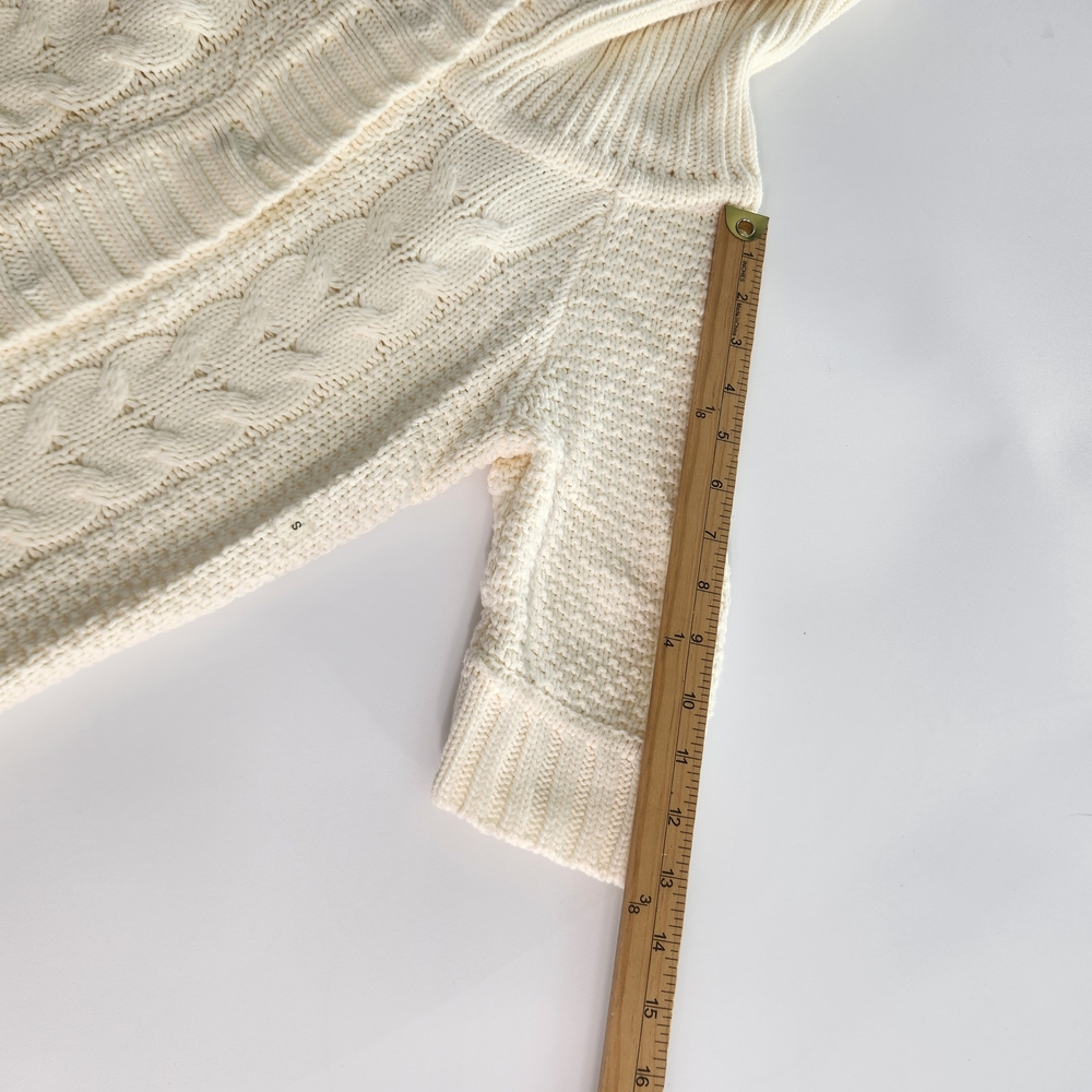 Express Women's Size S Small Sweater Cowl Neck Snap Button Cream 3/4 Sleeve 01 - Picture 10 of 14